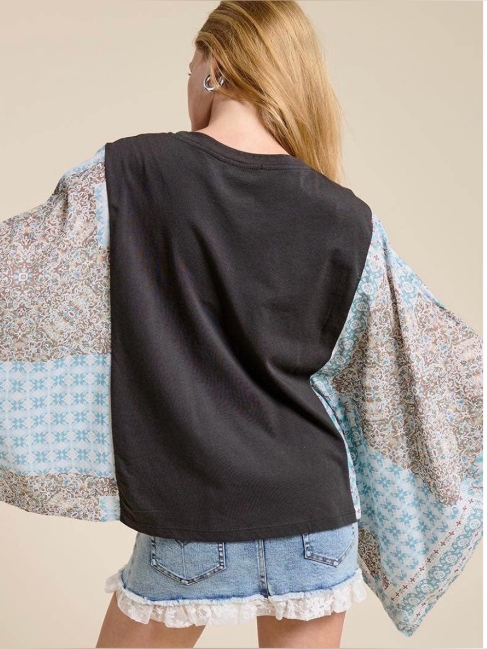 Zutter Free Bird America Graphic Sheer Boho Kaftan Top M - Picture 2 of 9